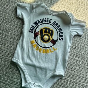 MLB Milwaukee Brewers White and Yellow Baby Bodysuit